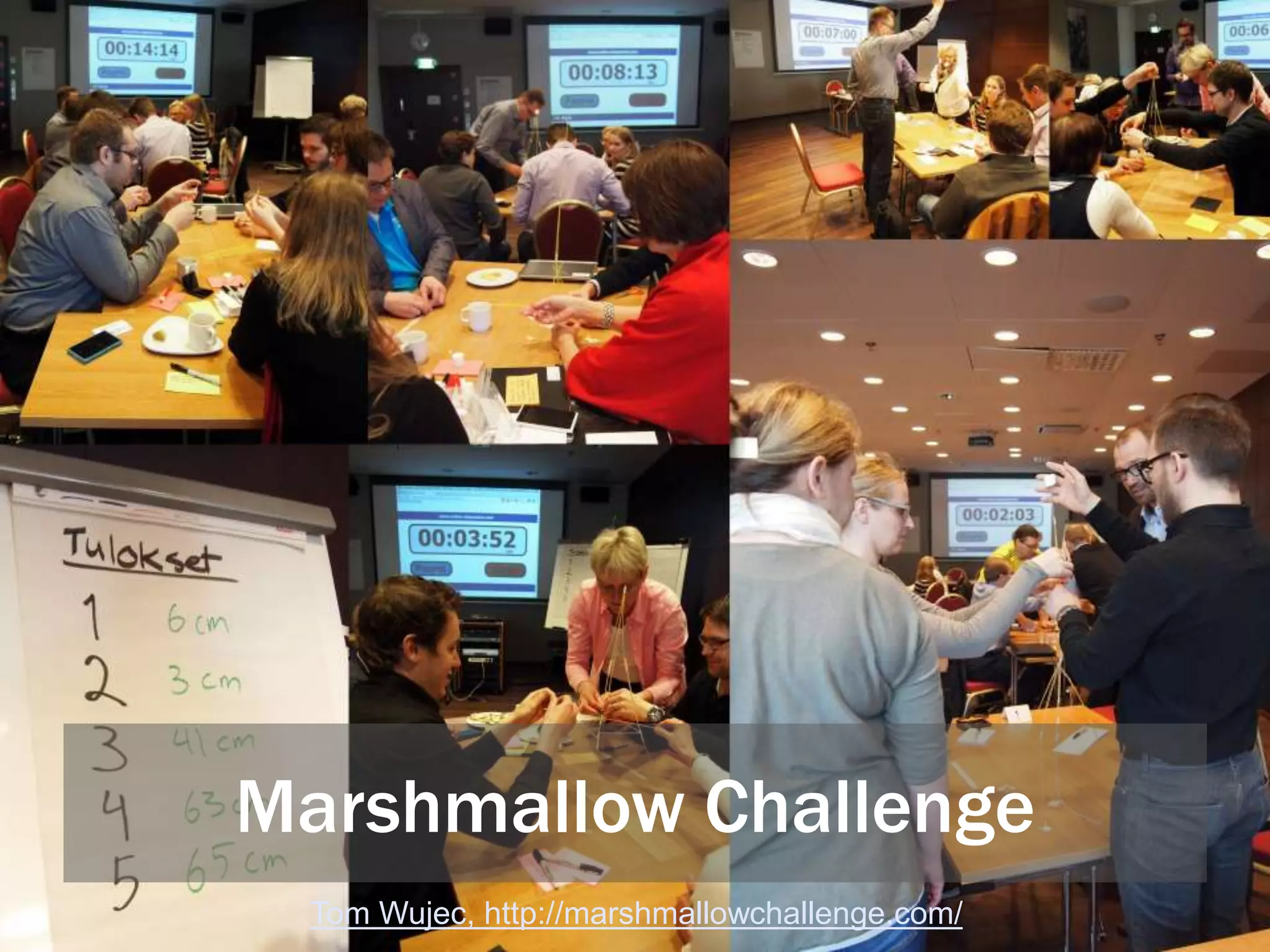 Marshmallow Challenge
Tom Wujec, http://marshmallowchallenge.com/
 