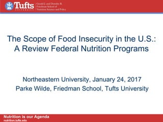 Nutrition is our Agenda
nutrition.tufts.edu
The Scope of Food Insecurity in the U.S.:
A Review Federal Nutrition Programs
Northeastern University, January 24, 2017
Parke Wilde, Friedman School, Tufts University
 