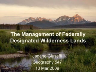 The Management of Federally Designated Wilderness Lands Janene Giuseffi Geography 547 10 Mar 2009 