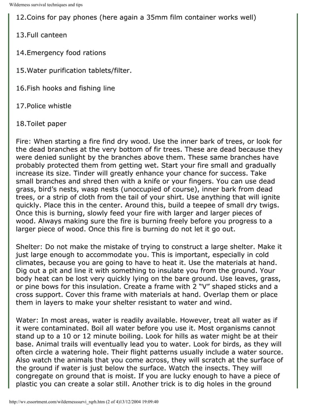 Wilderness Survival Techniques And Tips Pdf