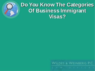 Do You Know The CategoriesDo You Know The Categories
Of Business ImmigrantOf Business Immigrant
Visas?Visas?
 
