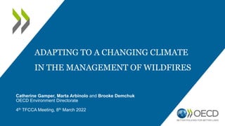 ADAPTING TO A CHANGING CLIMATE
IN THE MANAGEMENT OF WILDFIRES
Catherine Gamper, Marta Arbinolo and Brooke Demchuk
OECD Environment Directorate
4th TFCCA Meeting, 8th March 2022
 