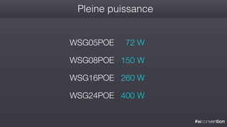 #wconvention
Pleine puissance
WSG05POE 72 W
WSG08POE 150 W
WSG16POE 260 W
WSG24POE 400 W
 