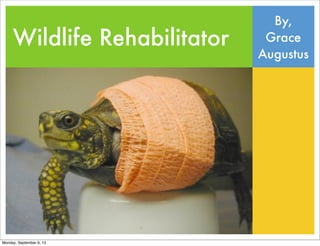 Wildlife Rehabilitator
By,
Grace
Augustus
Monday, September 9, 13
 