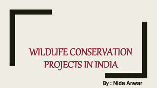 WILDLIFE CONSERVATION
PROJECTS IN INDIA
By : Nida Anwar
 