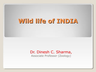 Wild life of INDIAWild life of INDIA
Dr. Dinesh C. Sharma,
Associate Professor (Zoology)
 