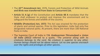 WILDLIFE PROTECTION ACT slides powerpoint | PDF