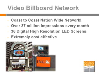 Video Billboard NetworkCoast to Coast Nation Wide Network!
