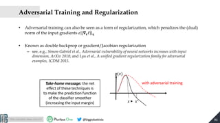 http://pralab.diee.unica.it @biggiobattista
Adversarial Training and Regularization
• Adversarial training can also be see...