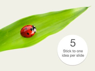 5
Stick to one
idea per slide
 