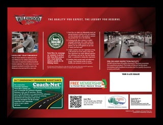 THE QUALITY YOU EXPECT, THE LUXURY YOU DESERVE .




EXCELLE N T CRA F TS M A N SHIP
Only the finest attention to detail goes into
each Wildwood. Our skilled craftsman have
many years of experience building beautifully                                             PRE-DELIVERY INSPECTION FACILITY
finished cabinetry. The solid nature of our well                                          20,000 square feet of quality assurance. The bare essentials
designed woodwork is another reason why                                                   for a premium product. This state-of-the-art facility gives
Wildwood is the best built RV on the road.
                                                                                          immediate daily feedback to production for quality assurance
                                                                                          in every unit built.




                                                                                                                            Forest River, Inc.
                                                                                                                            55470 C.R. 1
                                                                                                                            Elkhart, IN 46515
                                                                                                                            (574) 533-5934
                                                                                                                            www.forestriverinc.com/x-lite
                                                                                                                            www.forestriveraccessories.com




                                                                                                                   ©2013 X-LITE - a divison of Forest River Inc.
                                                                                                                              A Berkshire Hathaway company
 