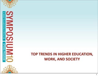TOP TRENDS IN HIGHER EDUCATION,
       WORK, AND SOCIETY


                                  1
 