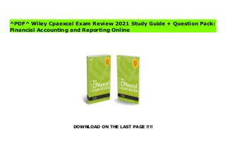 DOWNLOAD ON THE LAST PAGE !!!!
^PDF^ Wiley Cpaexcel Exam Review 2021 Study Guide + Question Pack: Financial Accounting and Reporting File
^PDF^ Wiley Cpaexcel Exam Review 2021 Study Guide + Question Pack:
Financial Accounting and Reporting Online
 