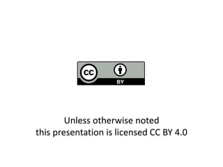 Unless otherwise noted
this presentation is licensed CC BY 4.0
 