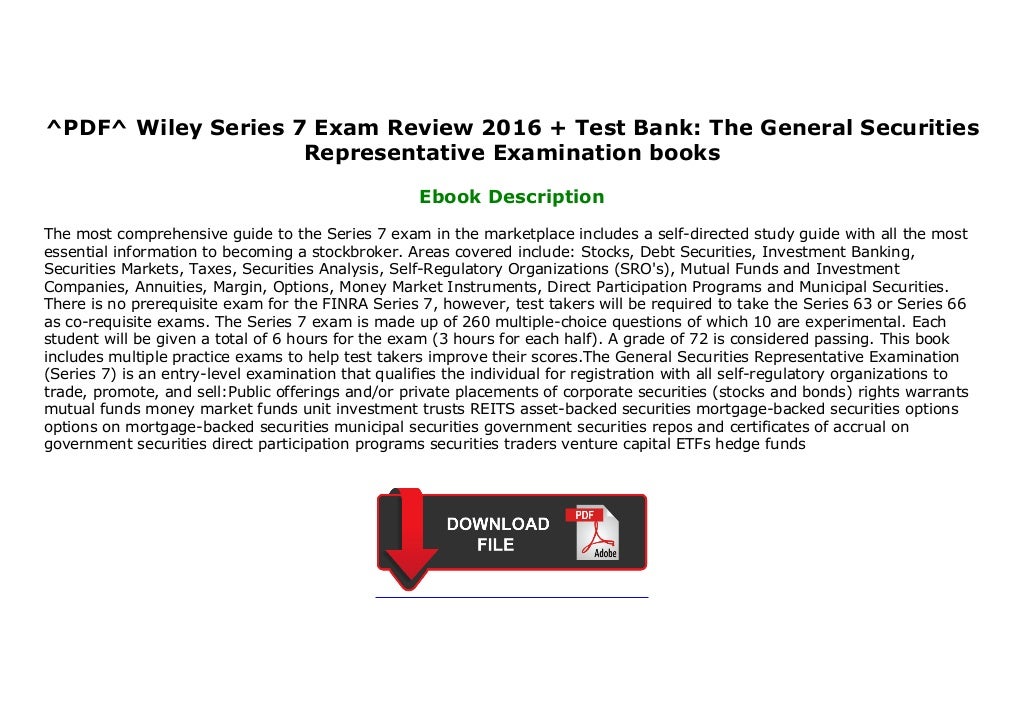 ^PDF^ Wiley Series 7 Exam Review 2016 + Test Bank The General