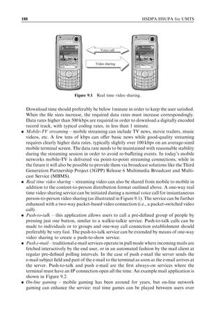 HSUPA bit rates, capacity and coverage                                                                                                  179



                                                                              RNC scheduling           Node B scheduling
                                                            1500

             Average cell throughput [kbps]                                                  6% - 9%
                                                            1400


                                                            1300

                                                            1200

                                                            1100


                                                            1000
                                                                   10        12           14          16           18            20
                                                                                  Average number of users per cell
Figure 8.11 Average cell throughput as a function of average number of users per cell for both
RNC and Node B based scheduling and a 5% noise rise outage of 6 dB.


                                                                              RNC scheduling               Node B scheduling
                                                            1500
                           Average cell throughput [kbps]




                                                            1400

                                                                         100% user
                                                            1300
                                                                         performance gain
                                                                                                   20% cell
                                                            1200
                                                                                                   throughput gain

                                                            1100
                                                                   50   60    70       80     90     100      110    120   130    140
                                                                                   10% throughput outage [kbps]

Figure 8.12 Average cell throughput as a function of 10% throughput outage for both RNC and
Node B scheduling.

system. As an example, for a 10% packet call throughput outage of 90 kbps the cell
throughput gain from Node B scheduling over RNC scheduling is about 20%. For a cell
load of 1.3 Mbps, the 10% outage point increases from approximately 100% from
50 kbps with RNC scheduling to more than 100 kbps with Node B scheduling.
   Finally, the combined gain of jointly deploying fast L1 retransmission schemes and
fast Node B scheduling is estimated. Diﬀerent scenarios are simulated: ﬁrst, WCDMA
Release 99 with a BLER target of 1% and RNC-based slow scheduling and retransmis-
sions and, second, HSUPA with a BLER target of 10% and 20%, Node B based fast
scheduling, and fast retransmissions, both scenarios with soft combining (L1 HARQ)
and without soft combining (L1 ARQ). The capacity results are shown in Figures 8.13
and 8.14 for a Vehicular A channel proﬁle at 3 and 50 km/h, respectively.
 