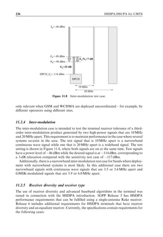 Voice-over-IP                                                                                   219


                                        100        37.6 kbps
                                                                     RLC header
                                        90
                                                                     RTP/UDP/IPv6 header
                                        80
                                                                     RTP payload AMR12.2 kbps
                Bytes per 20-ms frame   70
                                        60
                                        50
                                                                             15.2 kbps
                                        40
                                        30
                                        20
                                        10
                                         0
                                              Uncompressed headers             ROHC
    Figure 10.2 Beneﬁt from robust IP header compression (ROHC) in 12.2-kbps VoIP.


justiﬁed for plain voice services if circuit-switched voice is not supported. A number of
other packet-based radio systems, including WLAN or Wimax, are not able to carry
circuit-switched voice. If the voice service is required over those radio systems, VoIP is
the only option – even for a simple voice service.



10.2 IP header compression
The size of a full IPv6 header together with a Real Time Protocol/User Datagram
Protocol (RTP/UDP) header is 60 bytes, while the size of a typical voice packet is
30 bytes. Without header compression two-thirds of the transmission would be just
headers. IP header compression can be applied to considerably improve the eﬃciency
of VoIP traﬃc in HSPA. We assume usage of robust header compression (ROHC),
which is able to push the size of the headers down to a few bytes [7]. ROHC in the Third
Generation Partnership Project (3GPP) is part of Release 4. Figure 10.2 illustrates the
required data rate with full headers and with compressed headers. The required data rate
is reduced from close to 40 kbps down to below 16 kbps.
   Header compression with HSPA is done on the Layer 2 Packet Data Convergence
Protocol (PDCP) in the user equipment (UE) and in the radio network controller (RNC);
therefore, it saves not only air interface capacity but also Iub transmission capacity. The
header compression location is illustrated in Figure 10.3.



10.3 VoIP over HSPA
High-speed downlink/uplink packet access (HSDPA/HSUPA) was originally designed
for high bit rate non-real time services while VoIP is a low bit rate service with strict or
 
