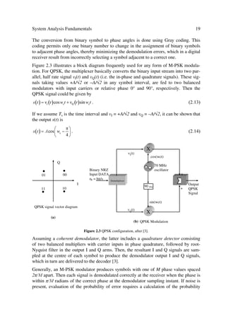 6
Thus, for a particular S/N ratio, we can achieve a low information error rate by increas-
ing the bandwidth used to transfer information. To expand the bandwidth here, we add
the information to the spreading spectrum code before modulation. This approach ap-
plies for example to the FDD mode, which uses a code sequence to determine RF
bandwidth. The FDD mode has robustness to interference due to higher system process-
ing gain3 Gp. The latter quantifies the degree of interference rejection and can be de-
fined as the ratio of RF bandwidth to the information rate:
       %
*S =                                                                                               