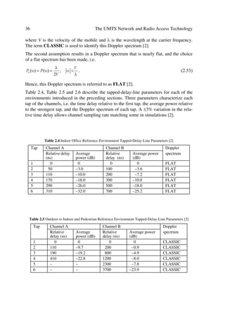 20                                                The UMTS Network and Radio Access Technology

that the received phase lies outside the angular segment within 0 radians of the trans-
mitted symbol at the sampling instant.
Therefore, the probability that a demodulator error occurs can be referred to as the sym-
bol error probability Ps. In the context of the M-ary modulation scheme with M = 2b
bits, each symbol represents b bits. The most probable symbol errors are then those that
choose an incorrect symbol adjacent to the correct one. When using Gray coding, only
one bit error results from a symbol error. Thereupon, the bit error probability Pb is re-
lated to the symbol error probability by
       3V
3E =                                                                                    