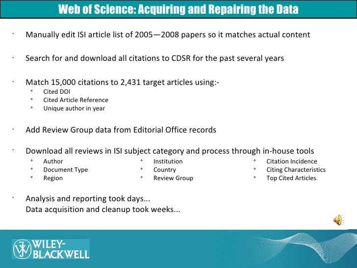 Cochrane Database of Systematic Reviews Indexing