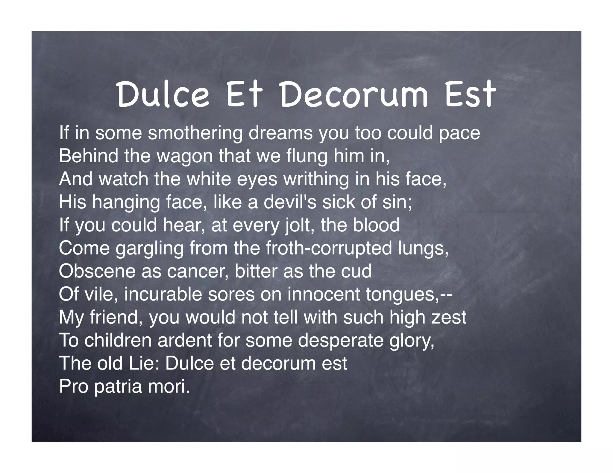 dulce et decorum est traduzione