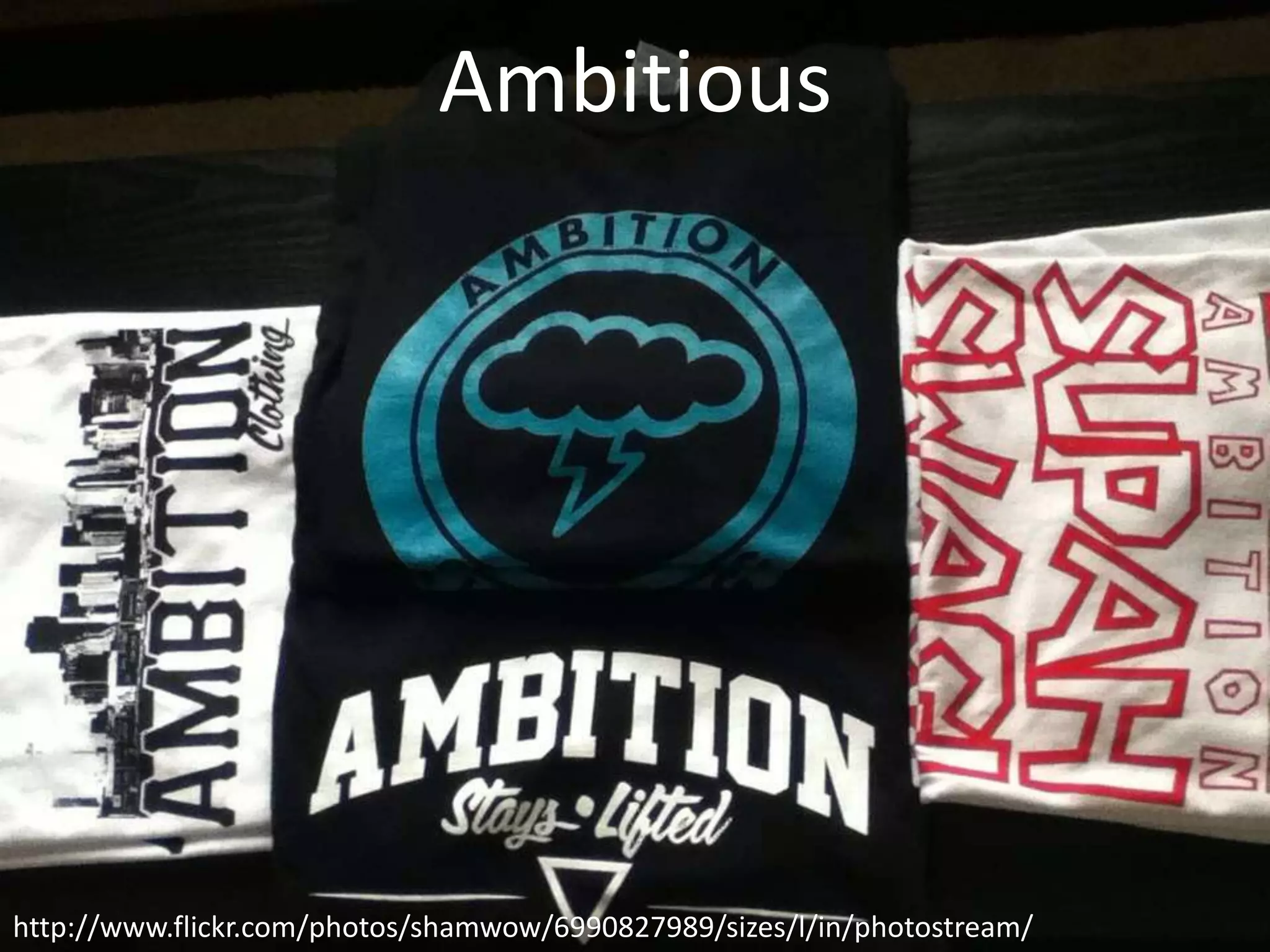 Ambitious




http://www.flickr.com/photos/shamwow/6990827989/sizes/l/in/photostream/
 