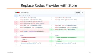 Replace Redux Provider with Store
@trivikram 22
 