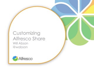 Customizing Alfresco Share Will Abson@wabson 