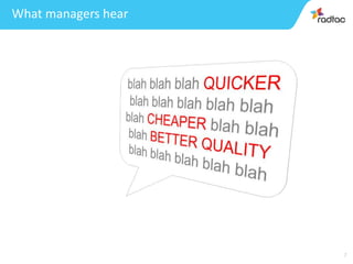 7
What managers hear
 