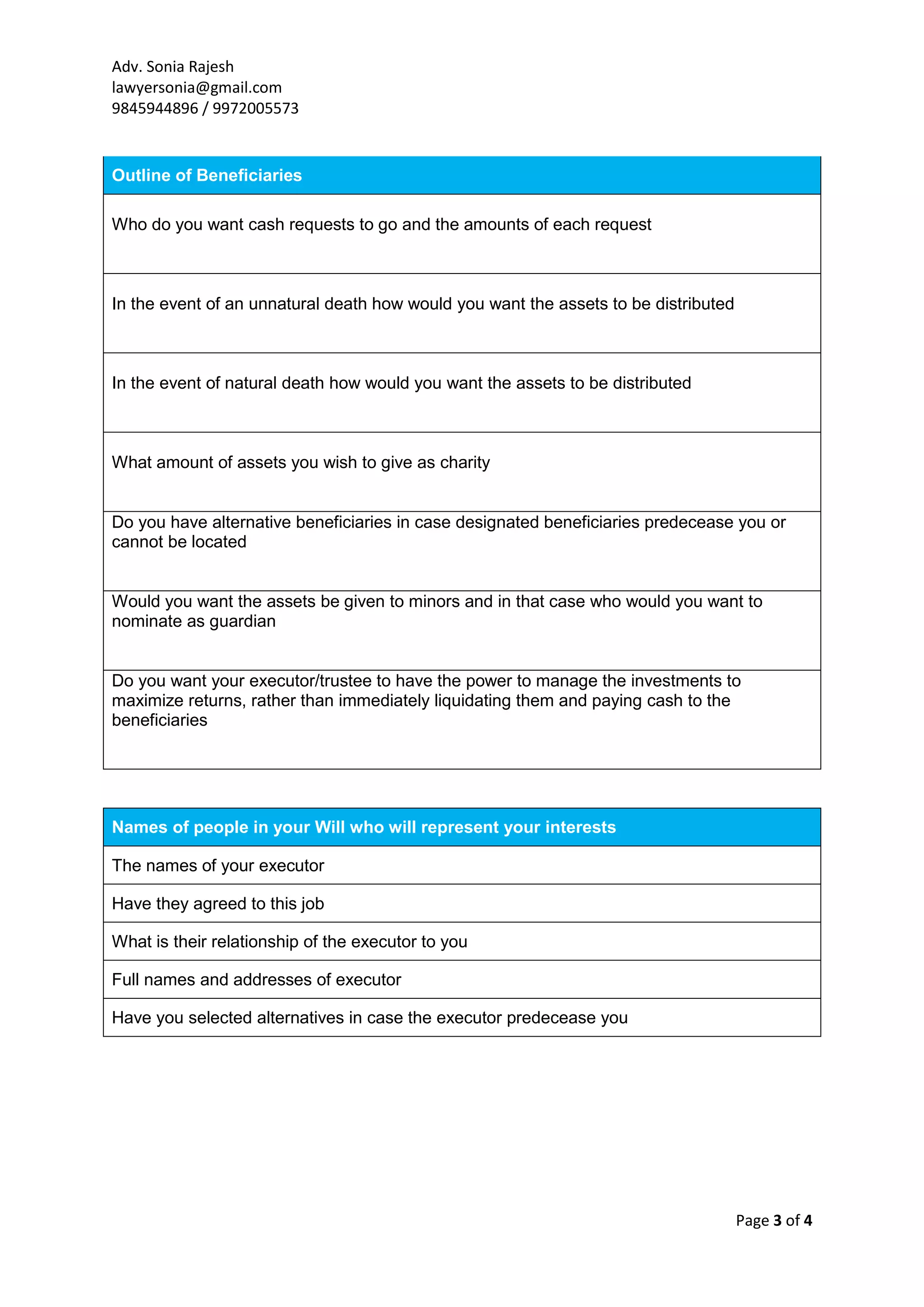 Will and estate planning check list | PDF