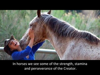 In horses we see some of the strength, stamina
and perseverance of the Creator.
 