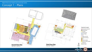 Concept 1 - Plans
13
Willard Sherwood Health and Community Center
Second Floor Plan
Floor area – 44,237 SF
Third Floor Pla...