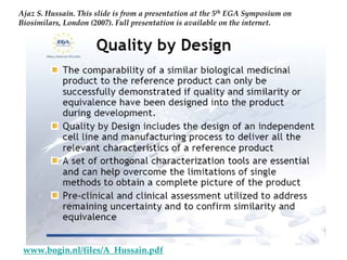 Ajaz S. Hussain. This slide is from a presentation at the 5th EGA Symposium on 
Biosimilars, London (2007). Full presentation is available on the internet.




 www.bogin.nl/files/A_Hussain.pdf
 