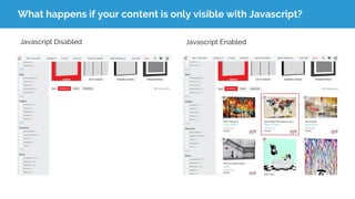 What happens if your content is only visible with Javascript?
Javascript EnabledJavascript Disabled
 