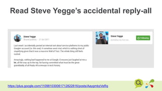 Read Steve Yegge’s accidental reply-all
https://plus.google.com/110981030061712822816/posts/AaygmbzVeRq
 
