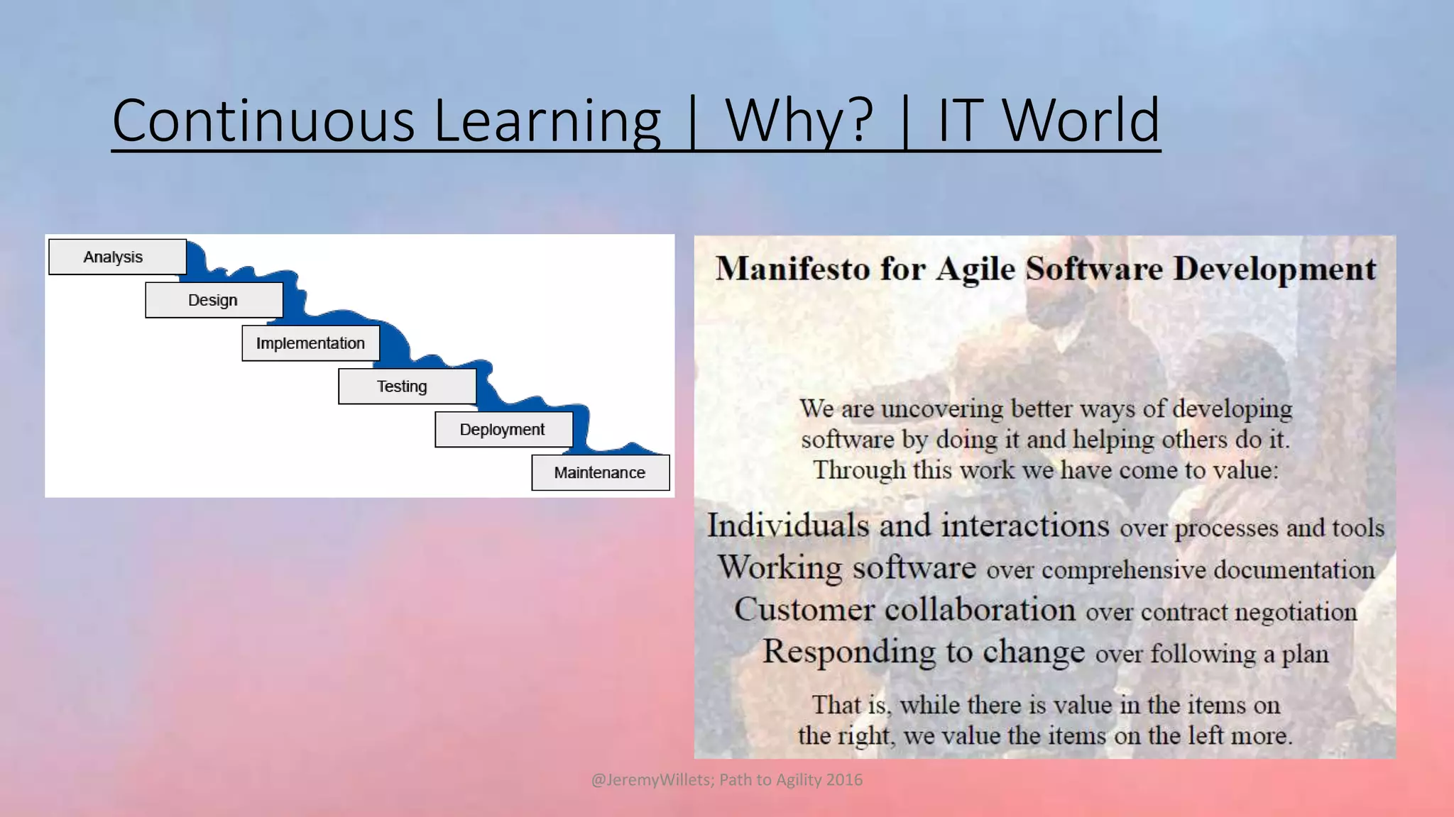 Continuous Learning | Why? | IT World
@JeremyWillets; Path to Agility 2016
 