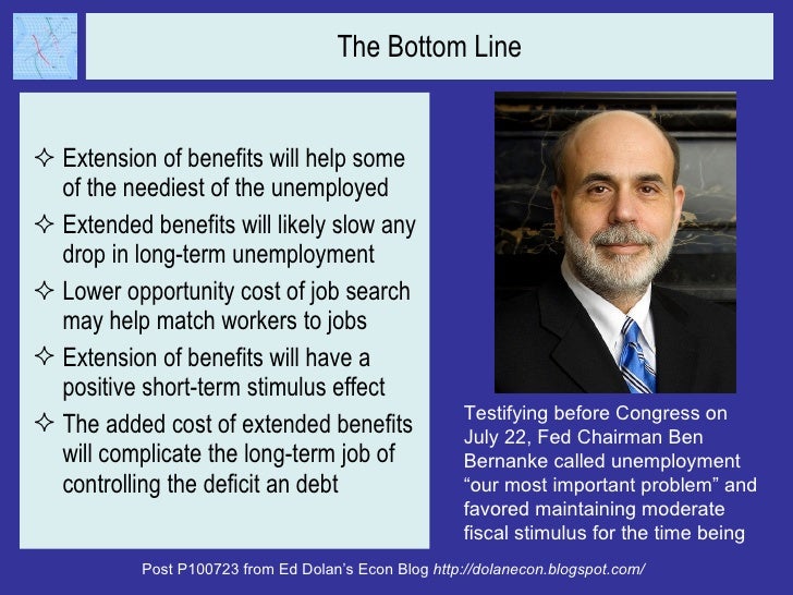 The Bottom Line <ul><li>Extension of benefits will help some of the neediest of the unemployed </li></ul><ul><li>Extended ...