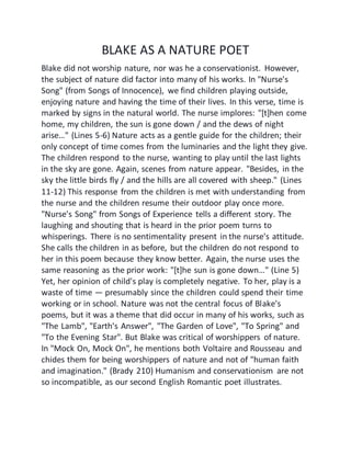 Springtime Blake William as a nature | DOCX