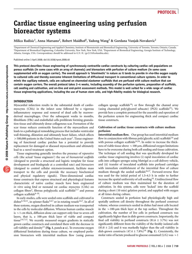 Cardiac Tissue Engineering Using Perfusion Bioreactor Systems | PDF