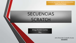 Diego Rubén Cortes
805
COLEGIO NACIONAL NICOLAS ESGUERRA
Edificamos Futuro
SECUENCIAS
SCRATCH
John Alexander Caraballo Acosta
DOCENTE