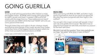 #ownyourstory
After conducting a brand study, one of the challenges that became very clear was that we were seen as cold and
unapproachable. Consumers did not see us as people that could help you achieve your dream car, house, or diamond
ring, but rather a bureau that gets in your way. We set out to change that with #ownyourstory, where we celebrated the
successes of people as partners; our customers, our employees, and the folks that we sponsored, by highlighting the
stories behind their drive.
• 50 pieces of UGC monthly for us to use across digital
• Increased sentiment of 20% on Facebook and Twitter
Results:
• Shift in perception to Experian as partner
Will Chamberlain, Social Media - 310 926 1516
 