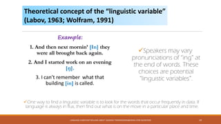 William labov: Language Variation and Change | PPT