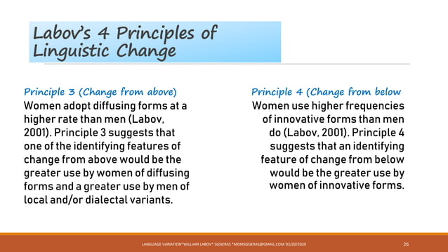 William labov: Language Variation and Change
