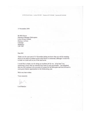 William leslie grieve   bill grieve - letter of reference from lord paul hamlyns estate - barry gillions