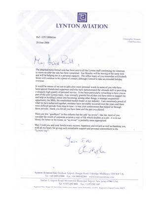 William leslie grieve   bill grieve - personal thanks from christopher tennant ceo lynton aviation