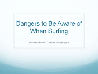 Dangers to Be Aware of
When Surfing
William Michael Gallant; Tallahassee
 
