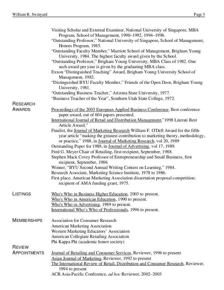 william r swinyard bill swinyard resume resume template singapore