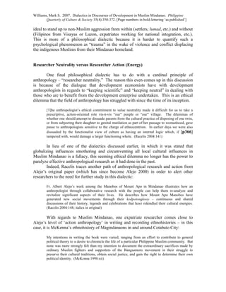 Williams 2007 Dialectics In Muslim Mindanao Development | PDF
