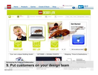 Harnessing the Power of Collaboration

9. Put customers on your design team
                                        39 | © 2009 Anthony D. Williams. All Rights Reserved.
 