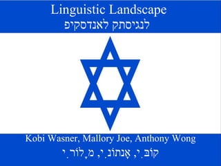 Linguistic Landscape לנגיסתק לאנדסקיפ   Kobi Wasner, Mallory Joe, Anthony Wong קוֹבִּי ,  אָנתוֹנִי ,  מָלוֹרִי 